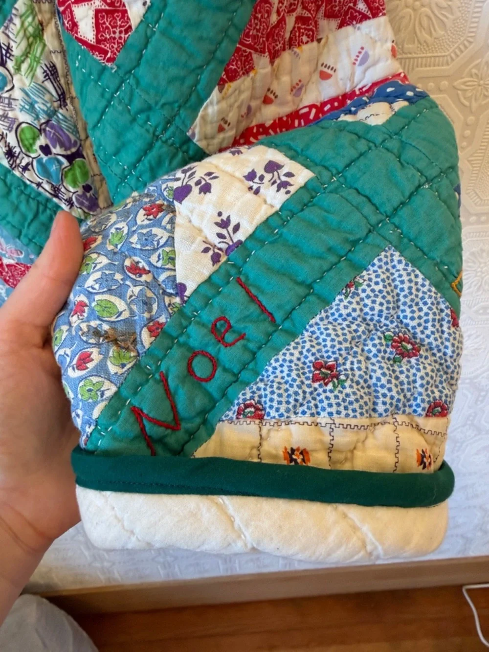 Handmade Vintage Quilt Coat with Hood Sz XL - Picture 6 of 9